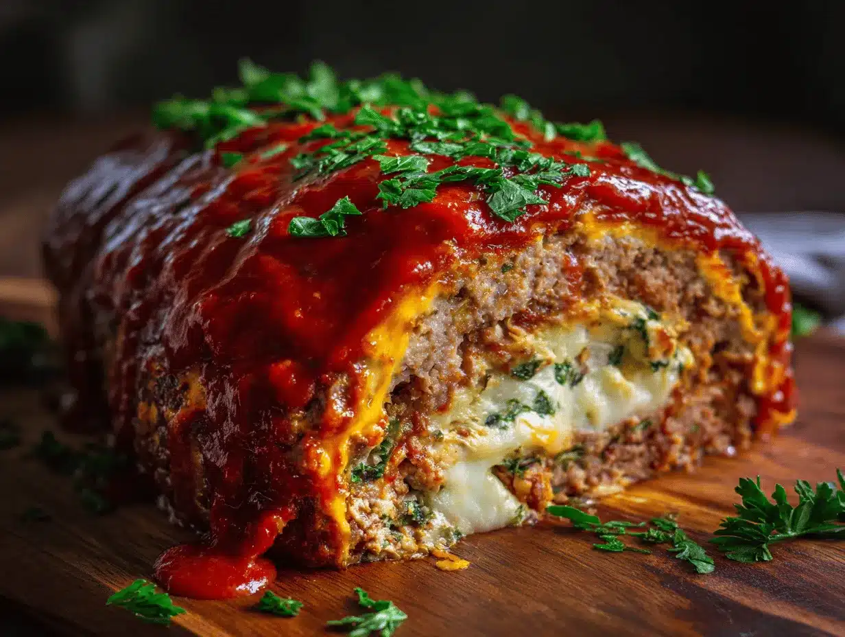 stuffed Italian meatloaf preparation steps
