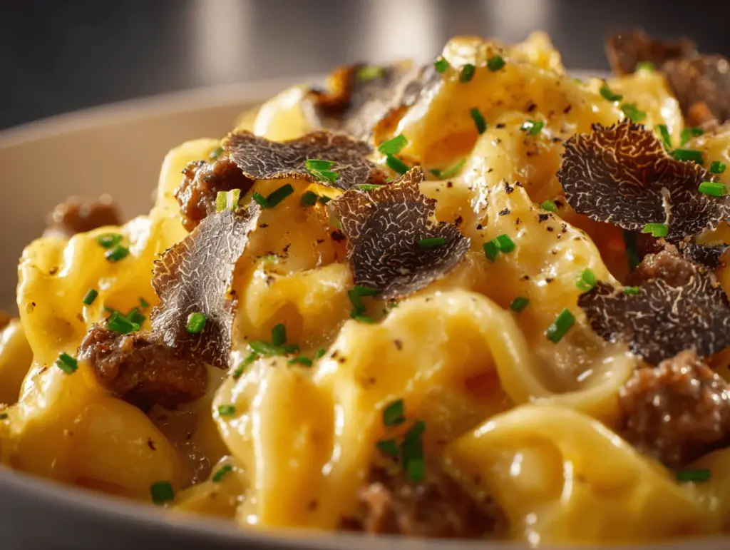 truffle mac and beef - featured image