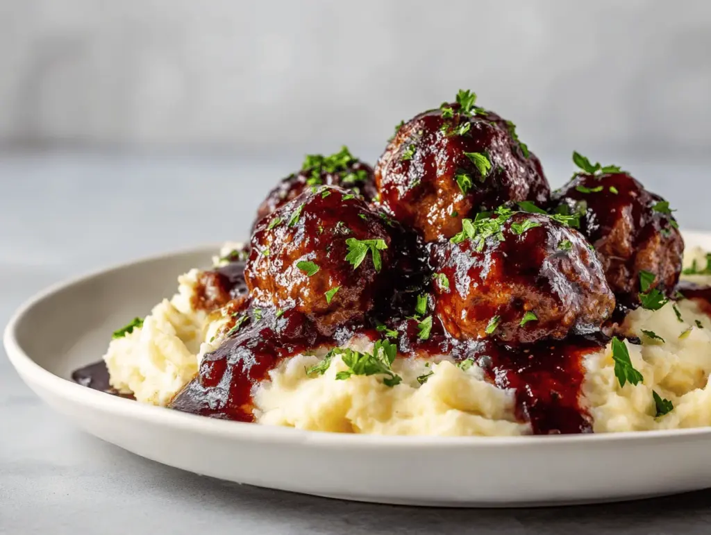 wine-braised meatballs - featured image