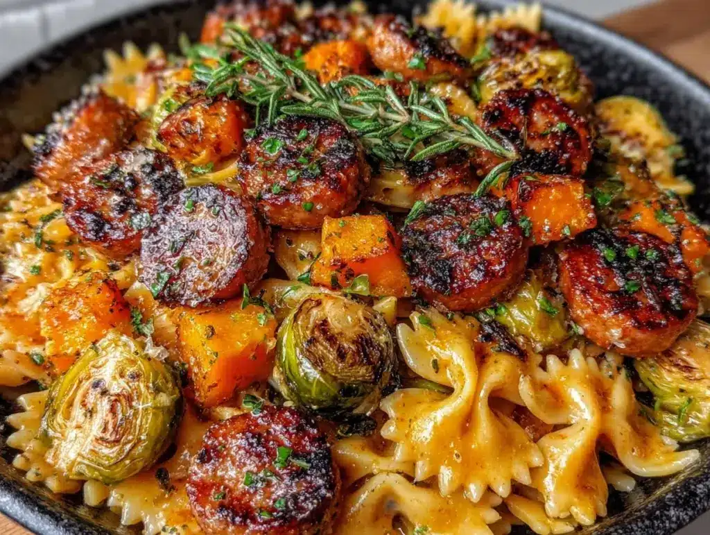 autumn sausage pasta squash - featured image