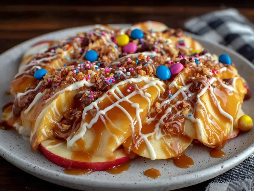 caramel apple nachos - featured image