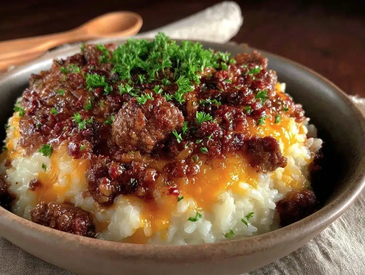 cheesy hamburger rice casserole preparation steps