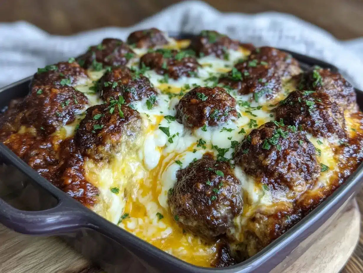 cheesy meatball casserole preparation steps