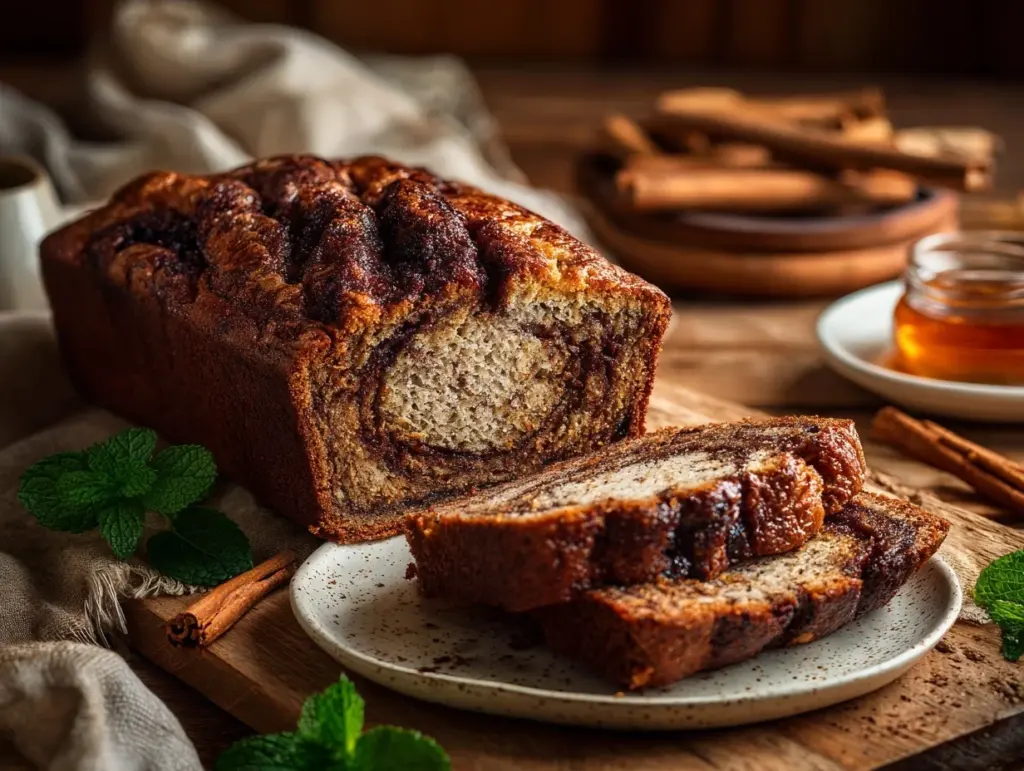 cinnamon swirl banana bread - featured image