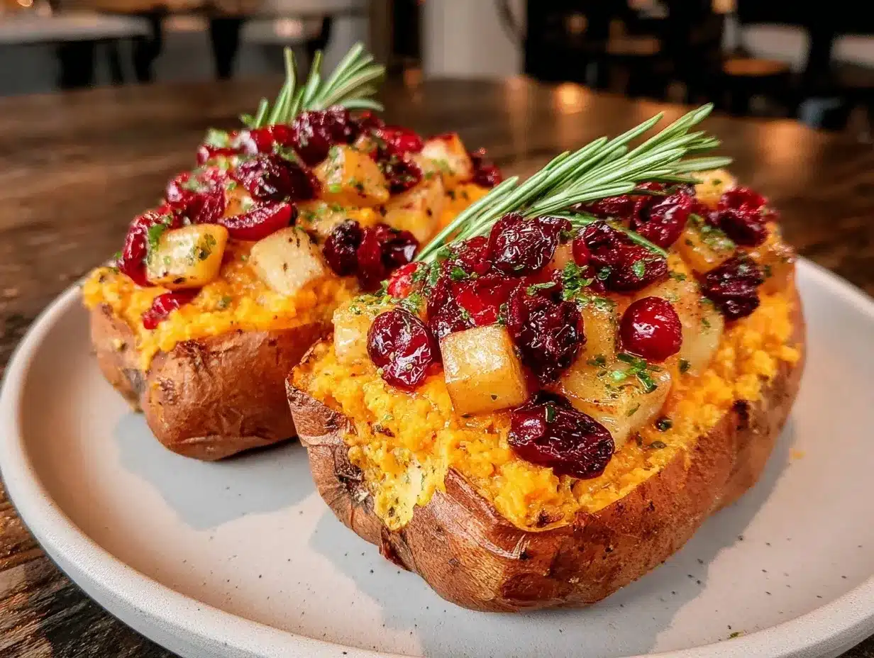 cranberry apple twice-baked sweet potatoes preparation steps