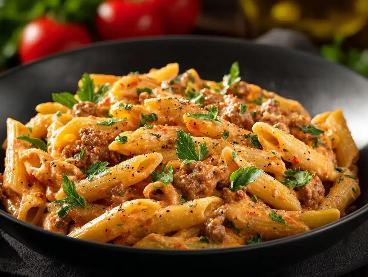 creamy beef pasta preparation steps