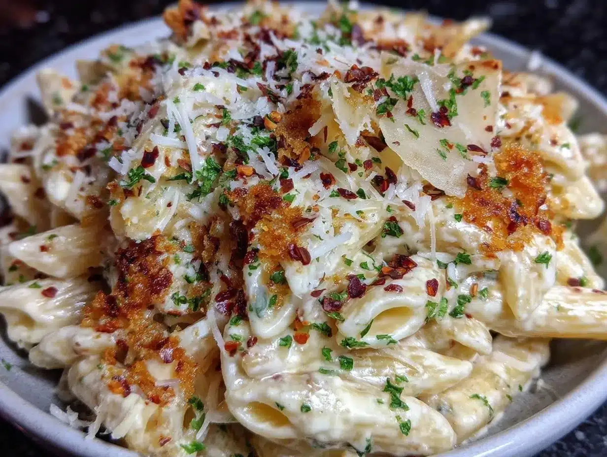 creamy garlic pasta preparation steps