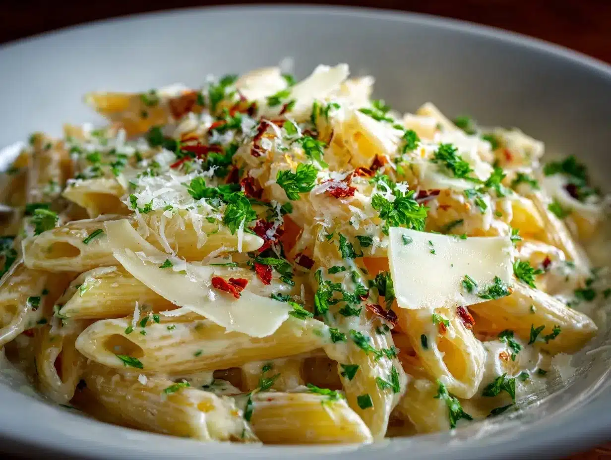 creamy garlic pasta preparation steps