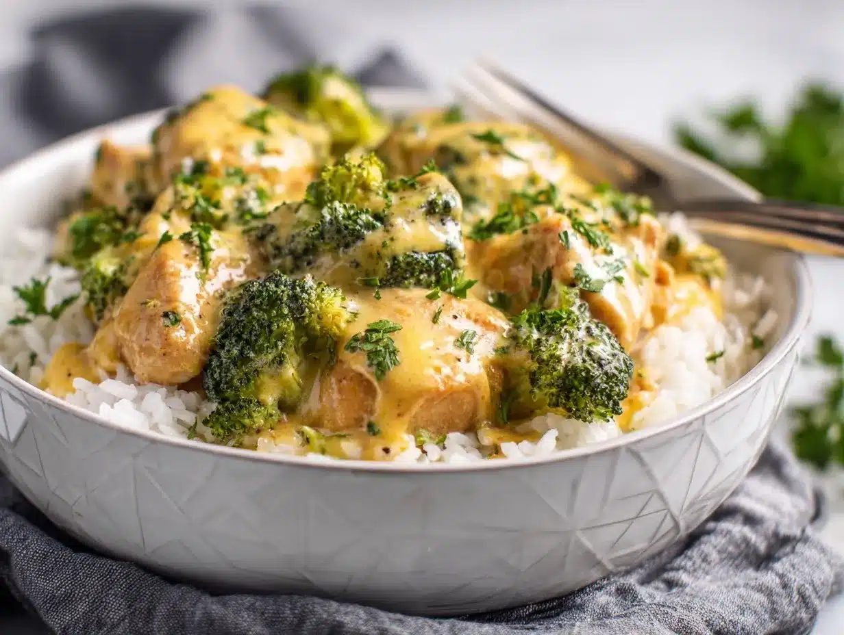 Crockpot Broccoli Cheddar Chicken preparation steps