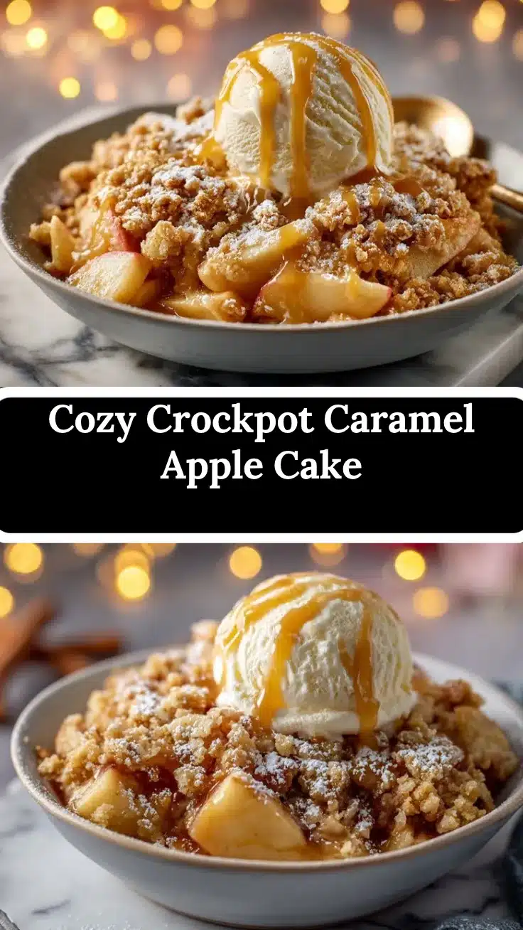 Crockpot Caramel Apple Dump Cake recipe