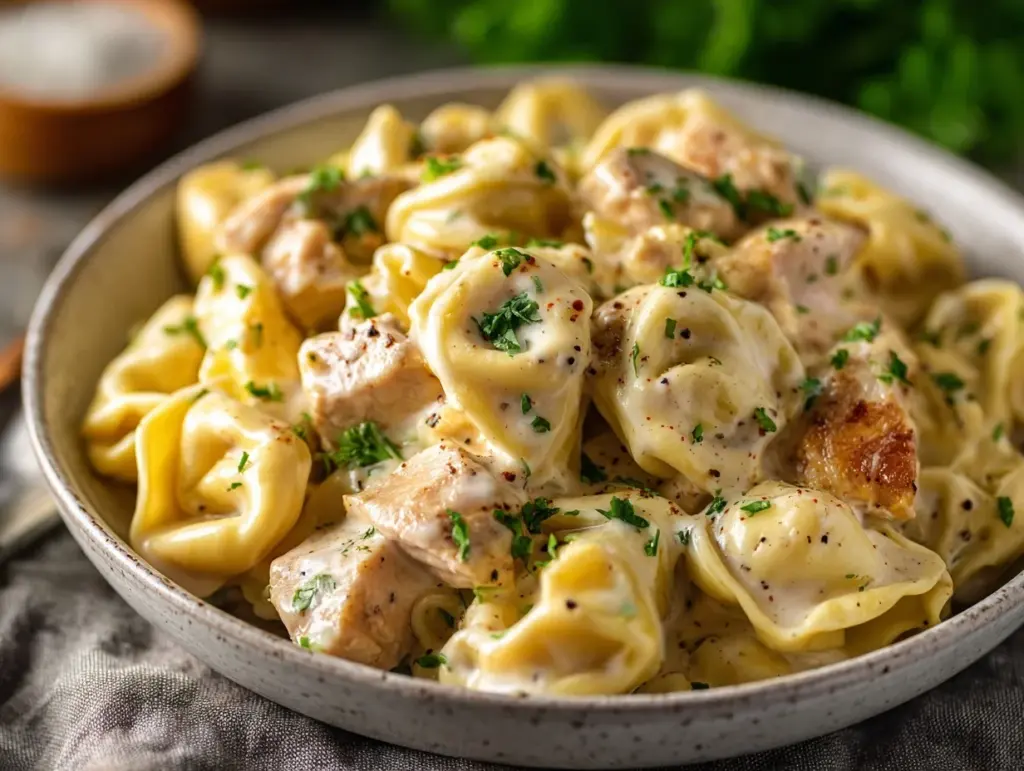 Crockpot Chicken Alfredo Tortellini - featured image