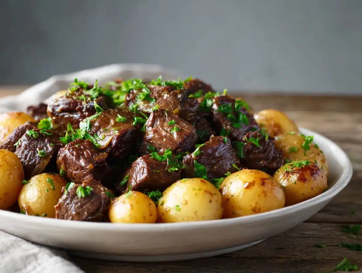 Crockpot Garlic Butter Beef Bites preparation steps