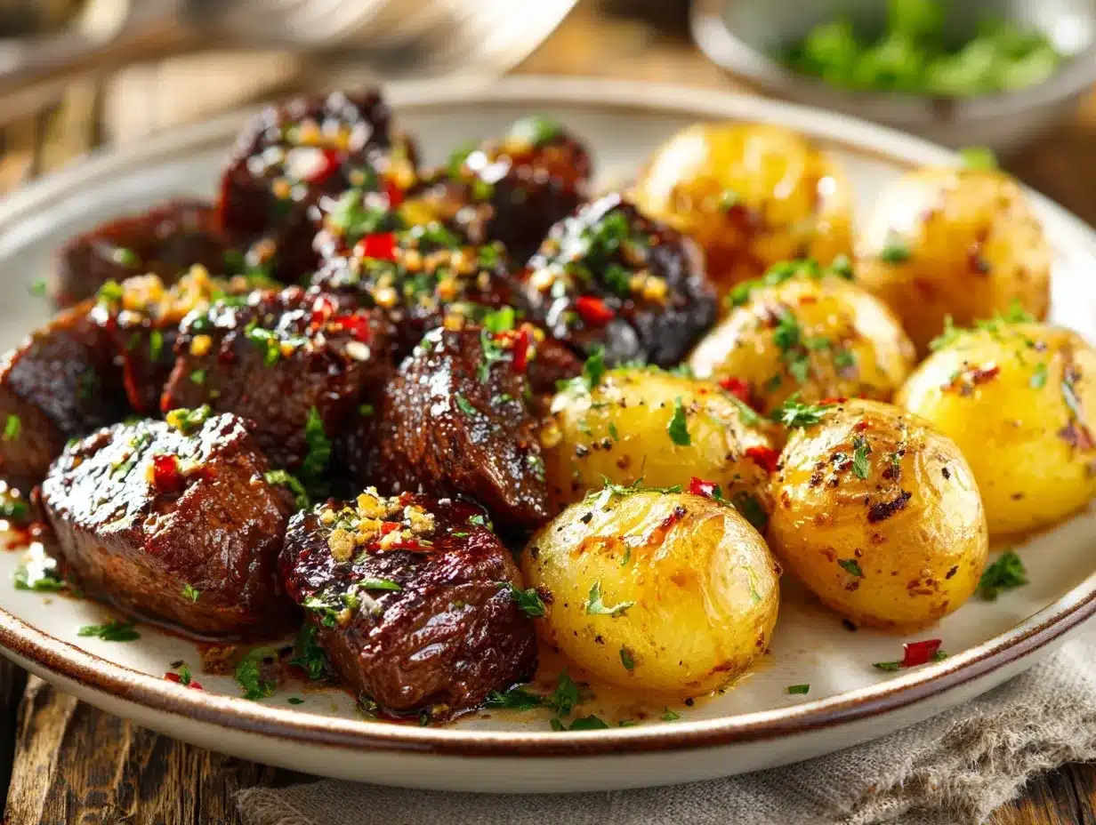 Garlic Butter Steak Bites preparation steps