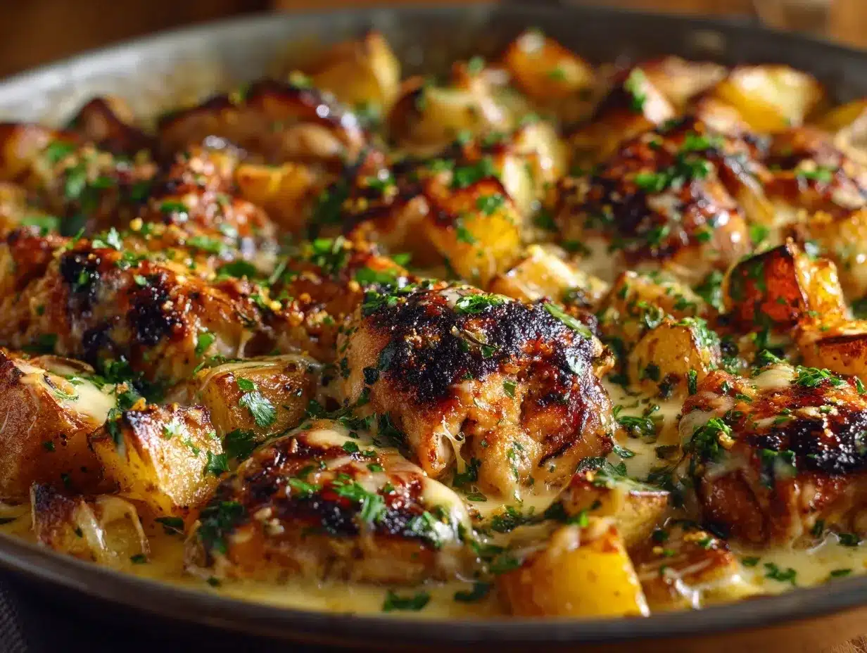Garlic Parmesan Chicken and Potatoes preparation steps
