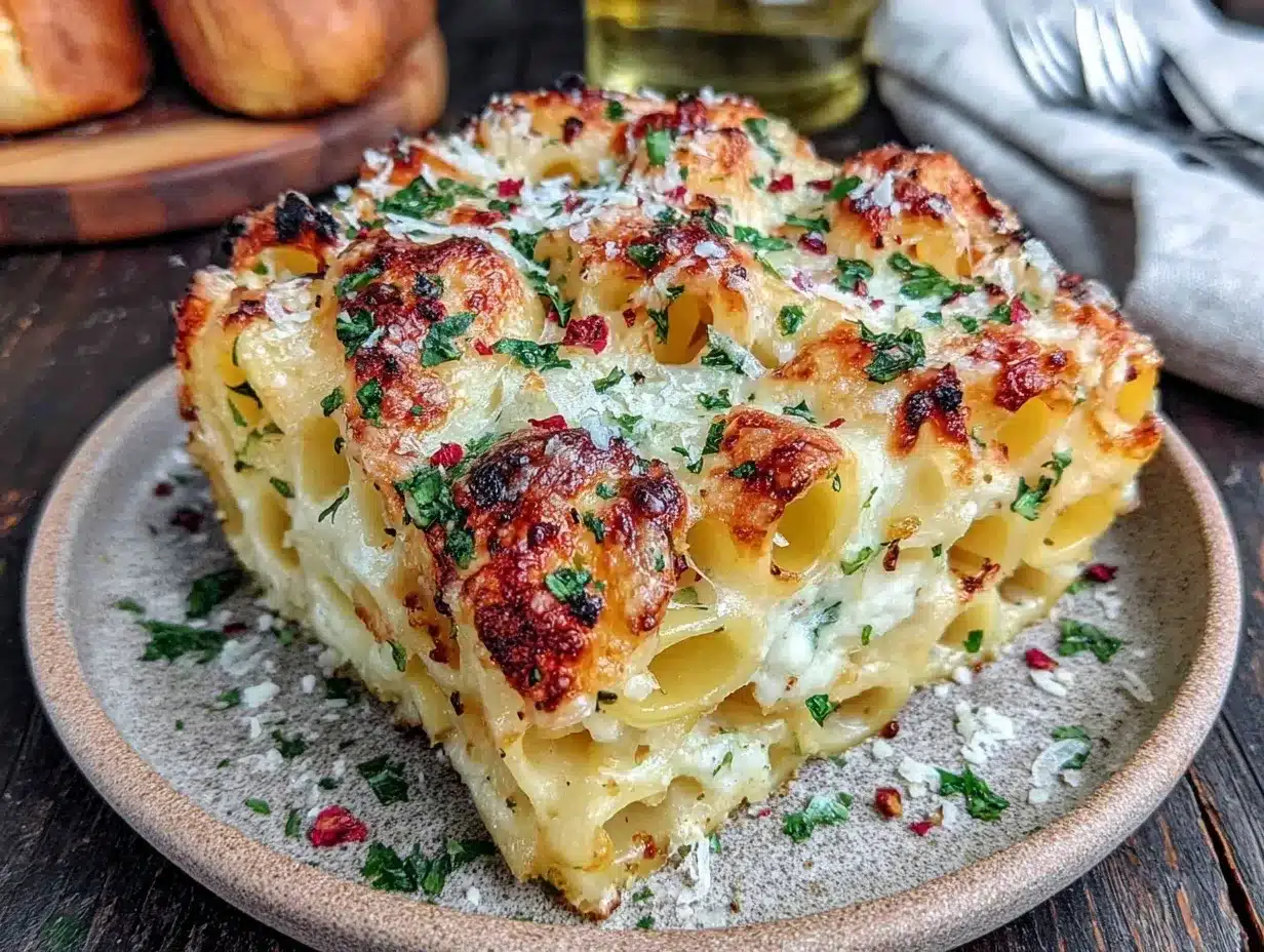 Garlic Parmesan Pasta Bake preparation steps