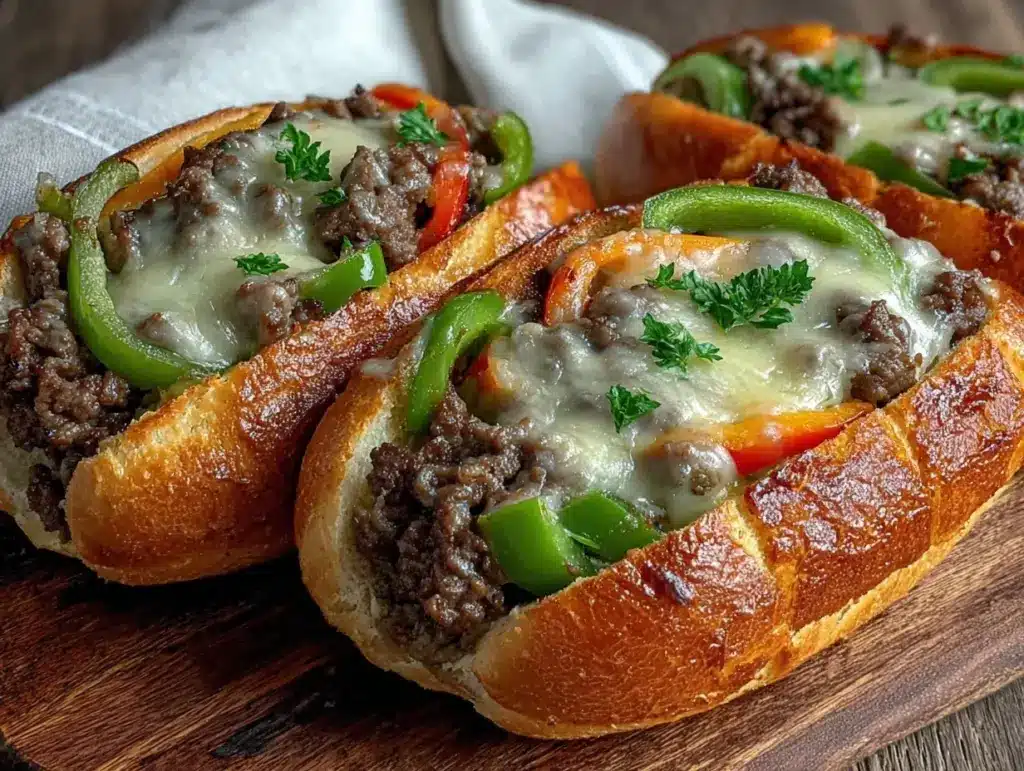 ground beef Philly cheesesteaks - featured image