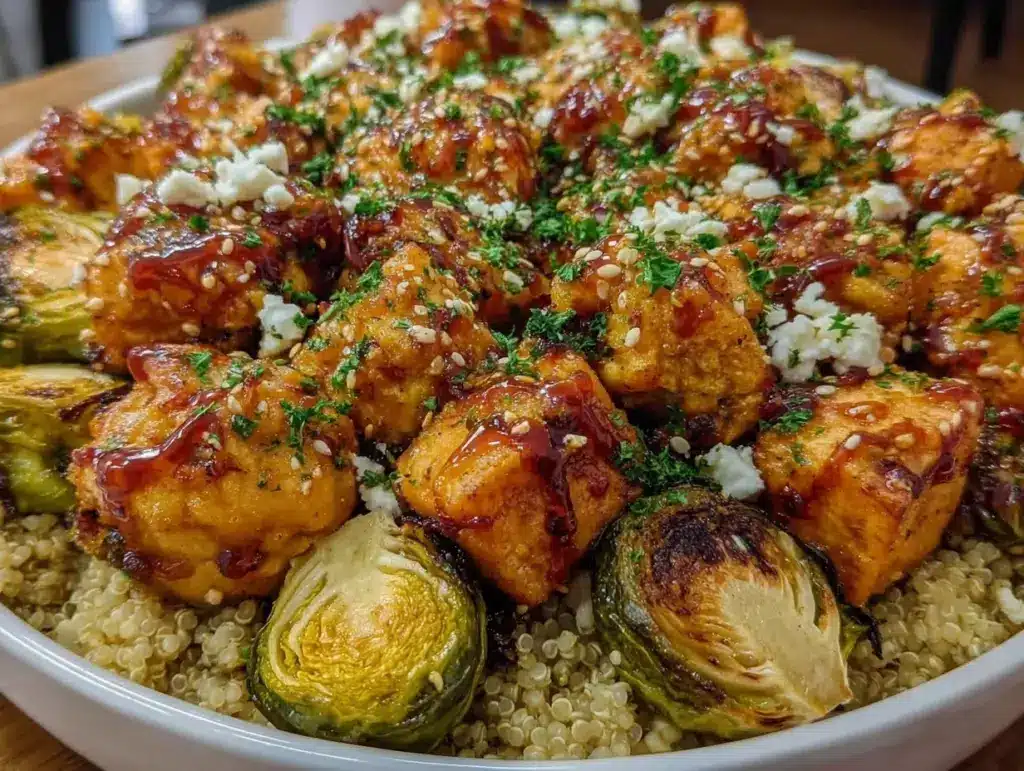 hot honey chicken bowl - featured image
