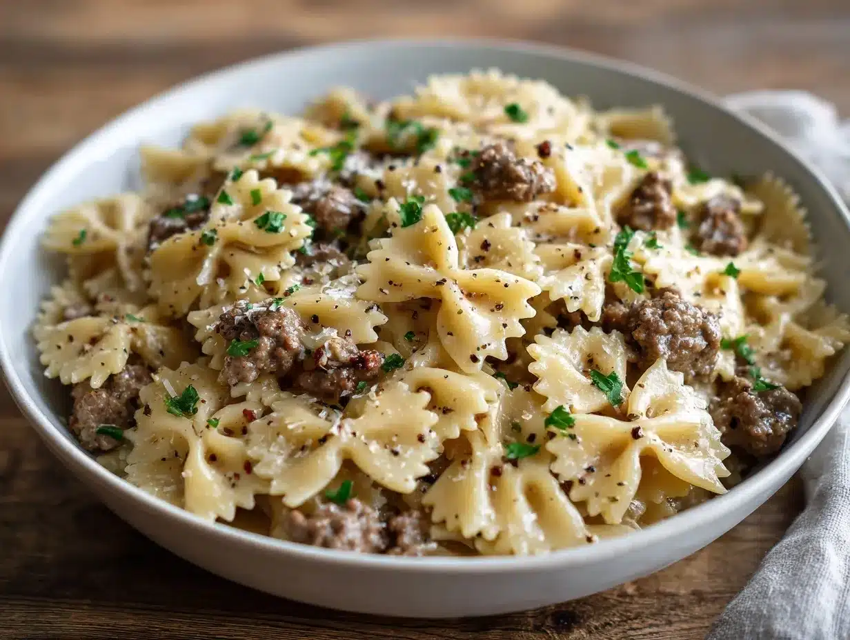 Parmesan Garlic Bowtie Pasta preparation steps