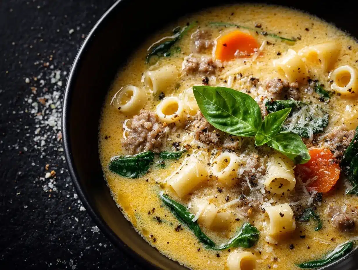 Parmesan Italian Sausage Ditalini Soup preparation steps