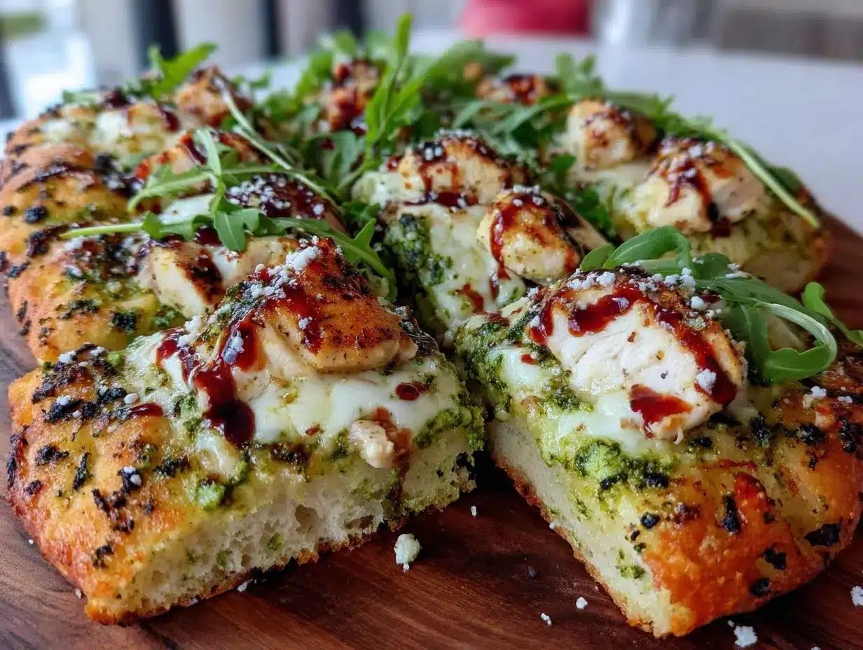 pesto chicken flatbread preparation steps