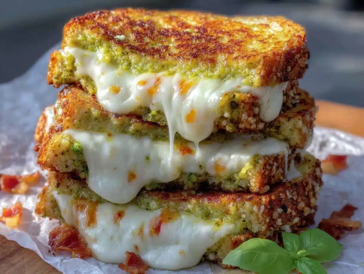 pesto grilled cheese preparation steps