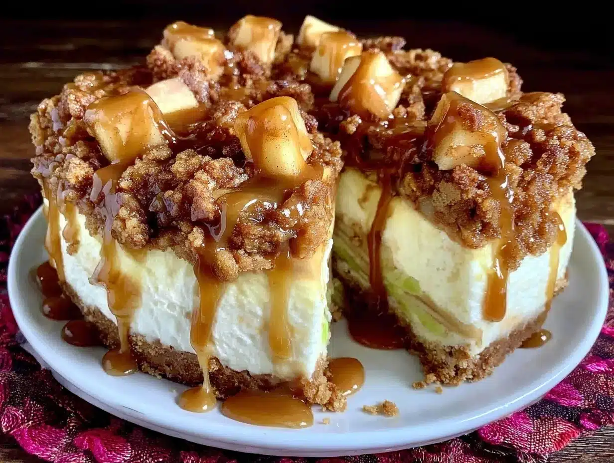 salted caramel apple pie cheesecake preparation steps
