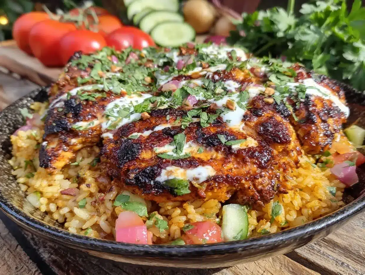 shawarma chicken and rice preparation steps
