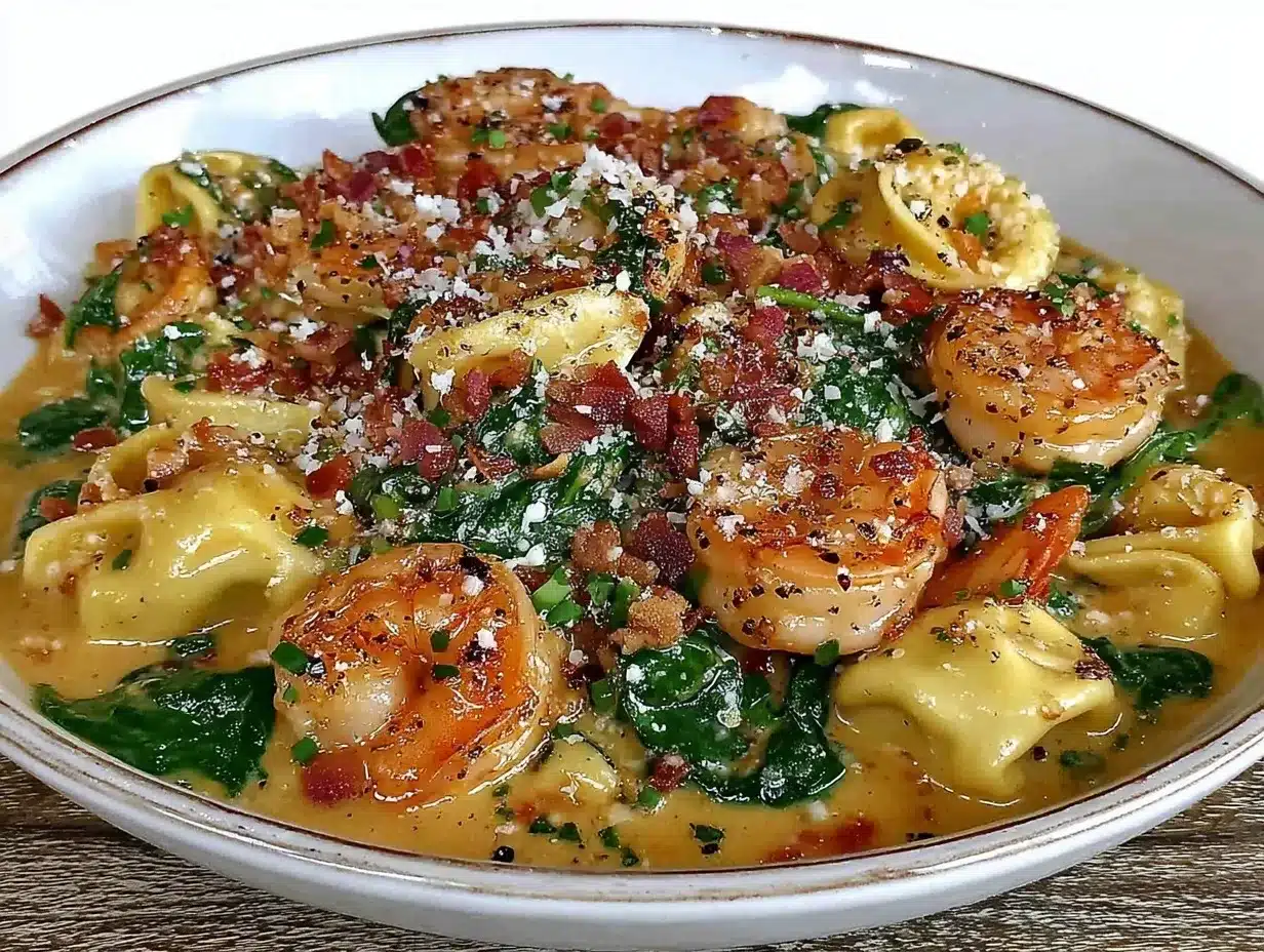 shrimp and spinach tortellini preparation steps