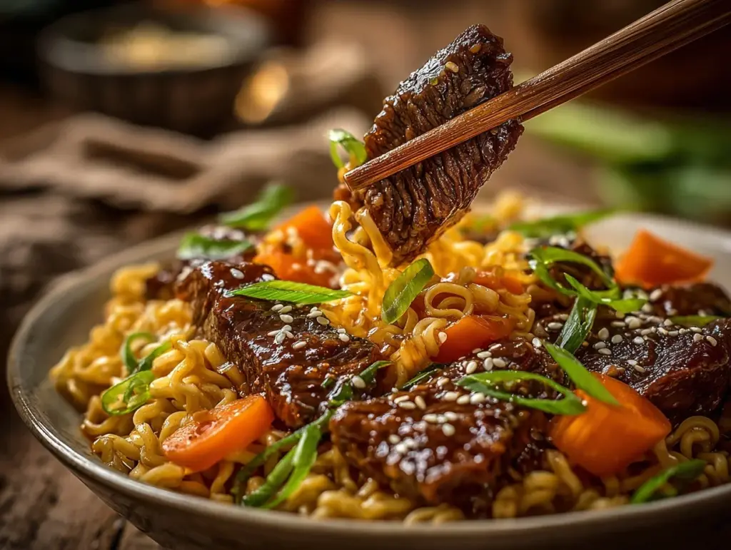 Slow Cooker Beef Ramen Noodles - featured image