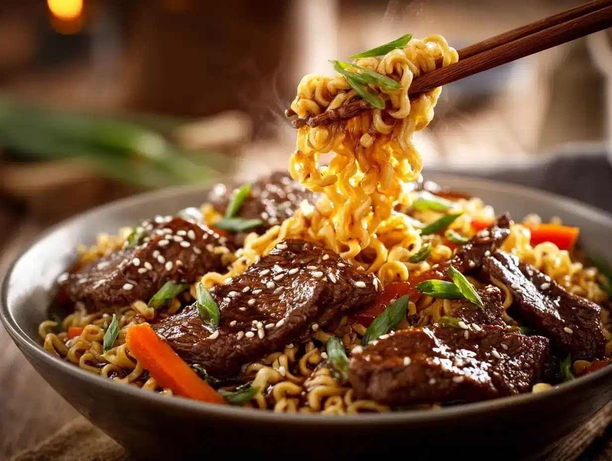 Slow Cooker Beef Ramen Noodles preparation steps