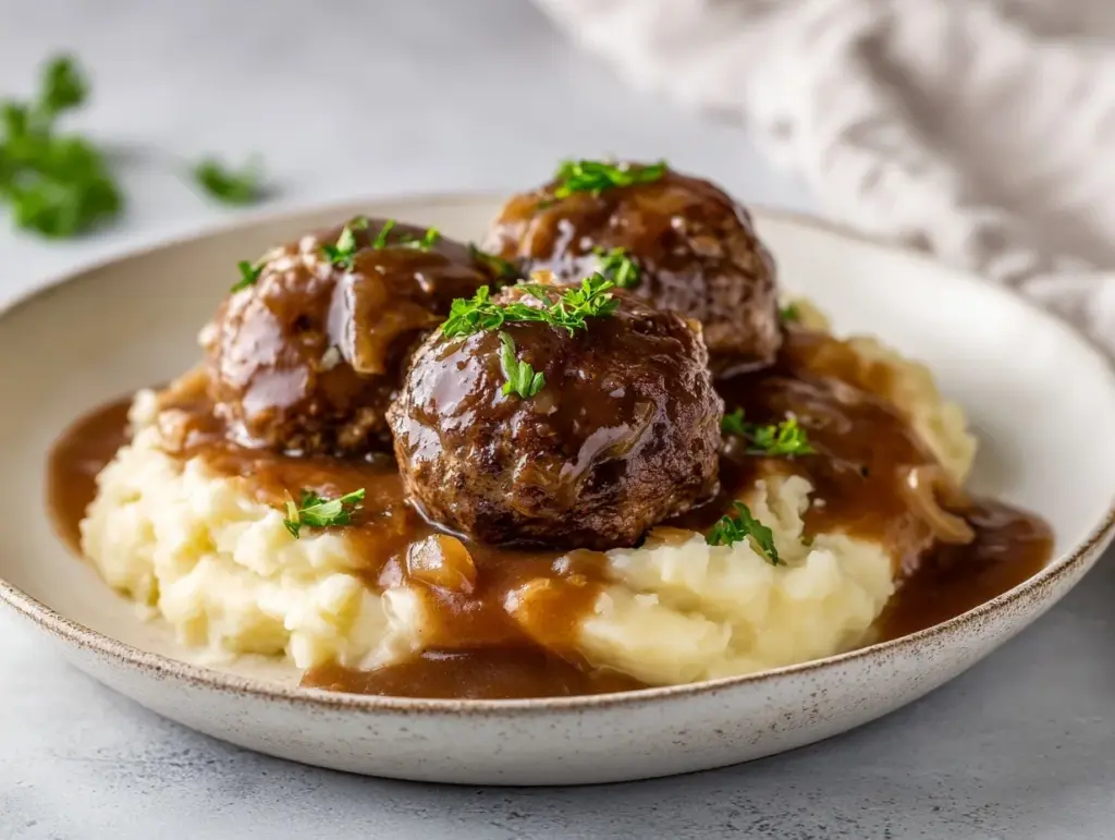 Slow Cooker Salisbury Steak Meatballs - featured image