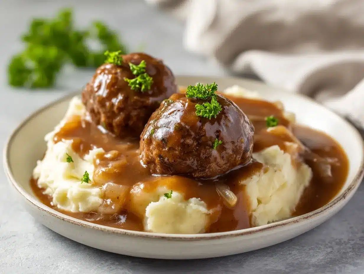 Slow Cooker Salisbury Steak Meatballs preparation steps