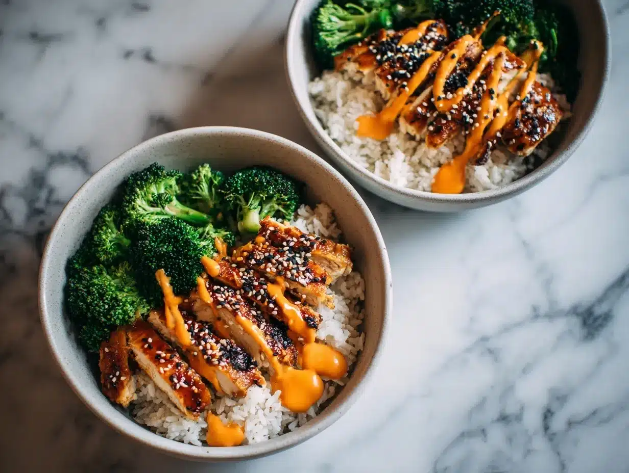 sticky chicken rice bowls preparation steps