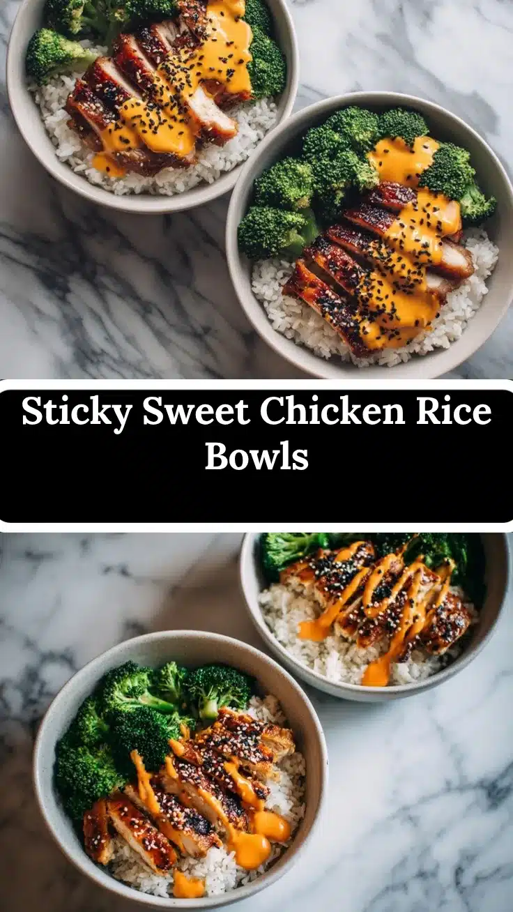 sticky chicken rice bowls recipe