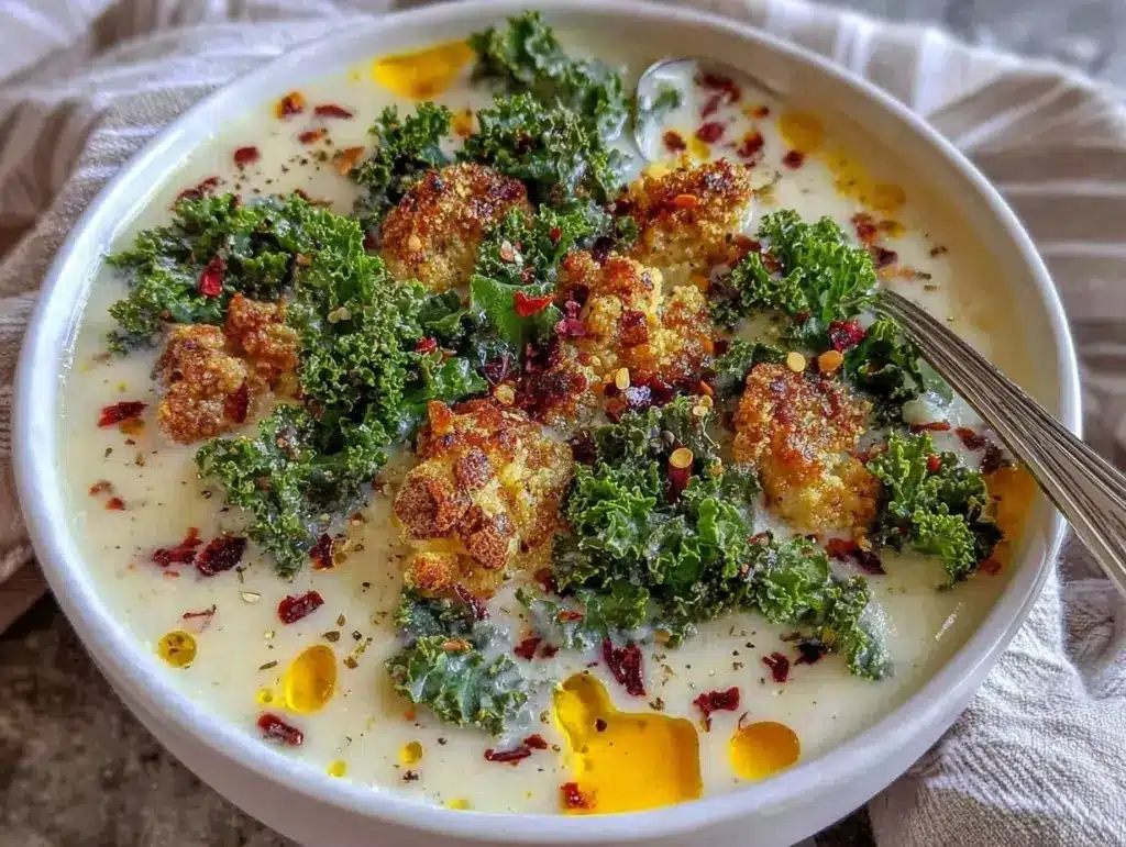 cauliflower sausage kale soup - featured image