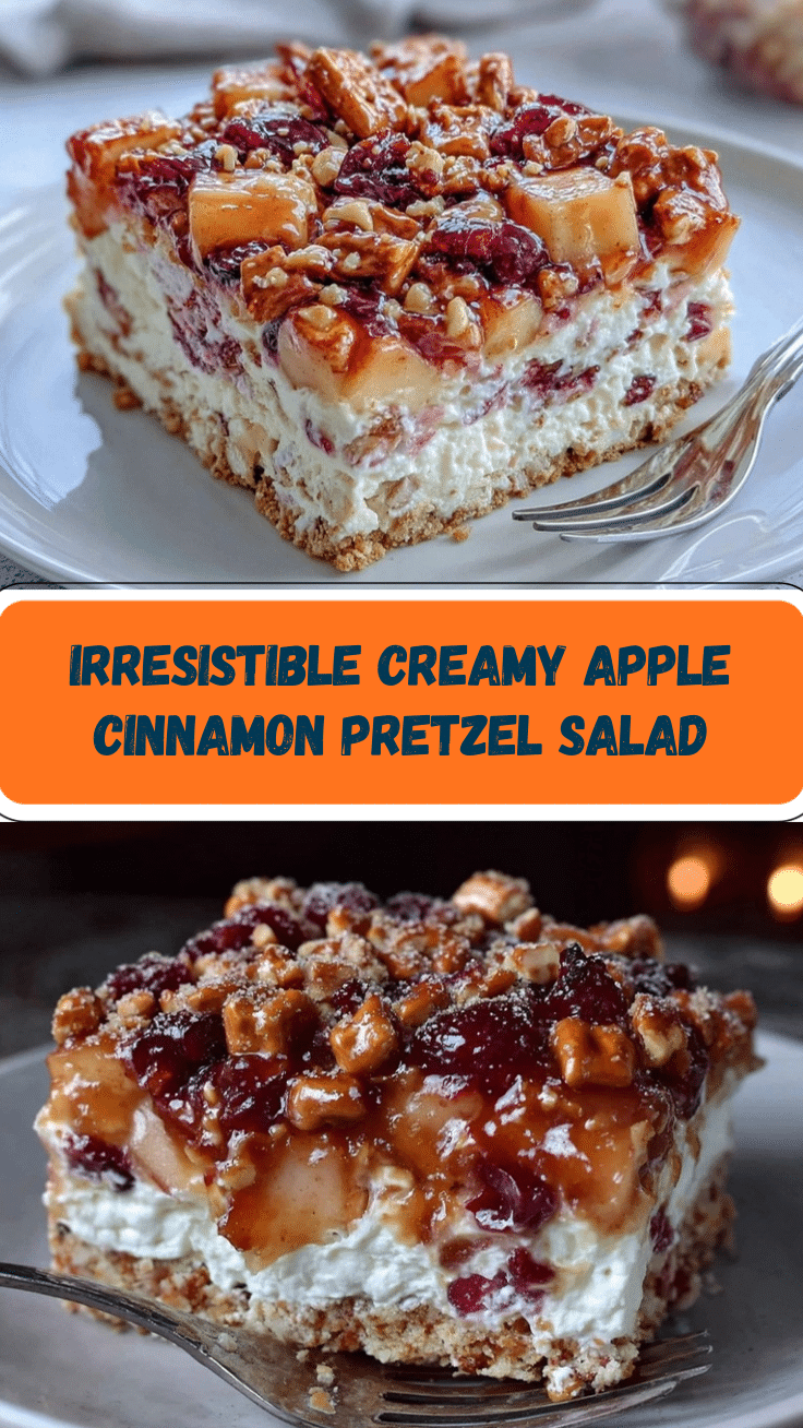 creamy apple cinnamon pretzel salad recipe