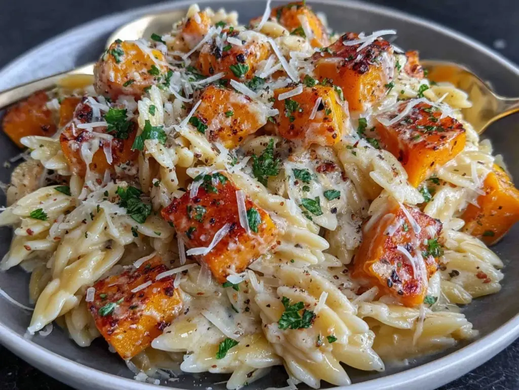 creamy butternut squash orzo - featured image