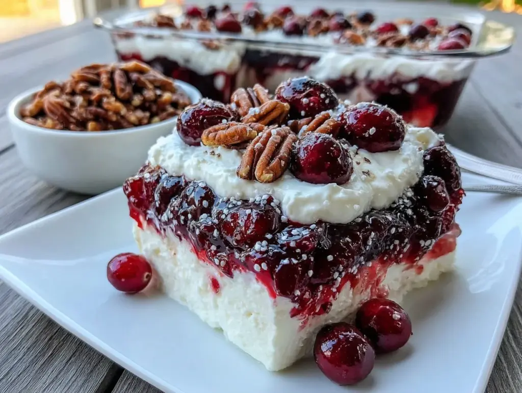 creamy cranberry jello salad - featured image