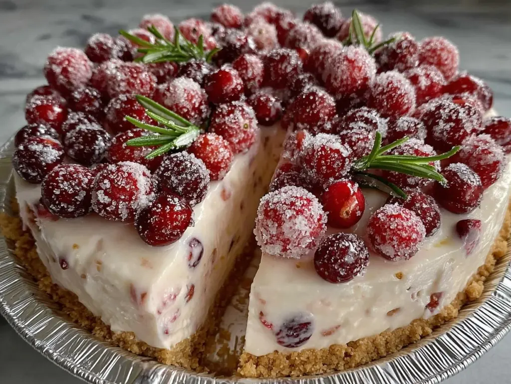 creamy no-bake cranberry pie - featured image