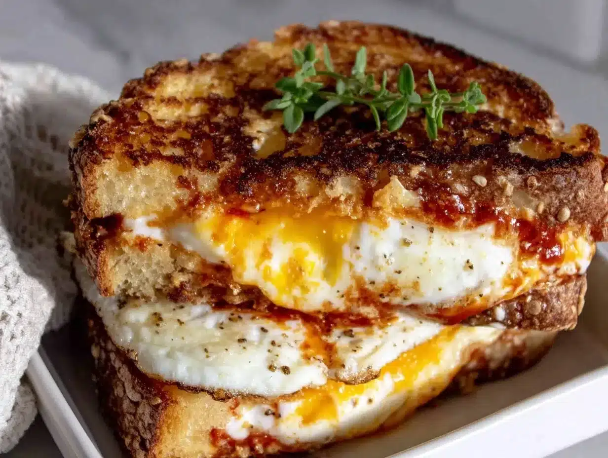 crispy fried egg grilled cheese sandwich preparation steps