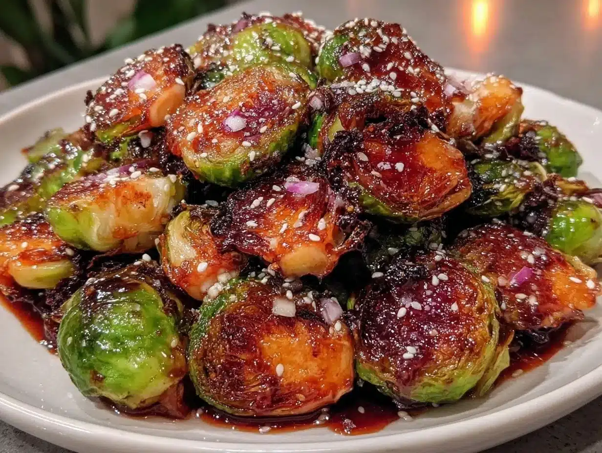 crispy honey garlic Brussels sprouts preparation steps