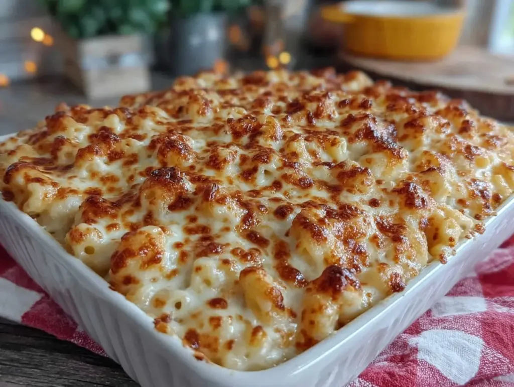 crispy macaroni and cheese casserole - featured image