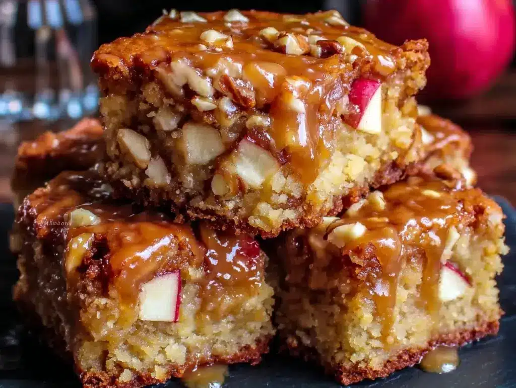 maple glazed apple blondies - featured image