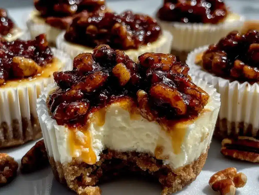 mini pecan pie cheesecakes - featured image