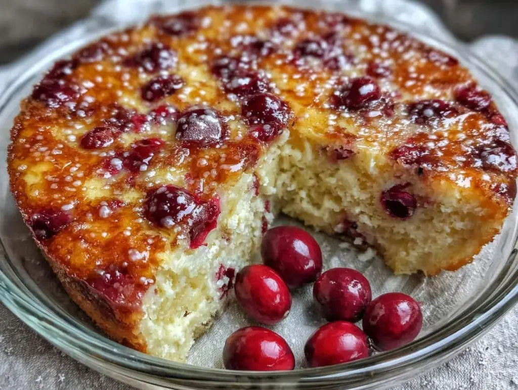 moist crustless cranberry pie - featured image