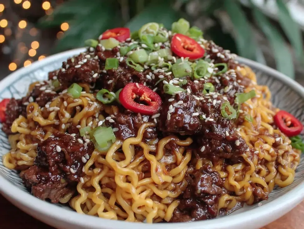 Mongolian Ground Beef Noodles - featured image