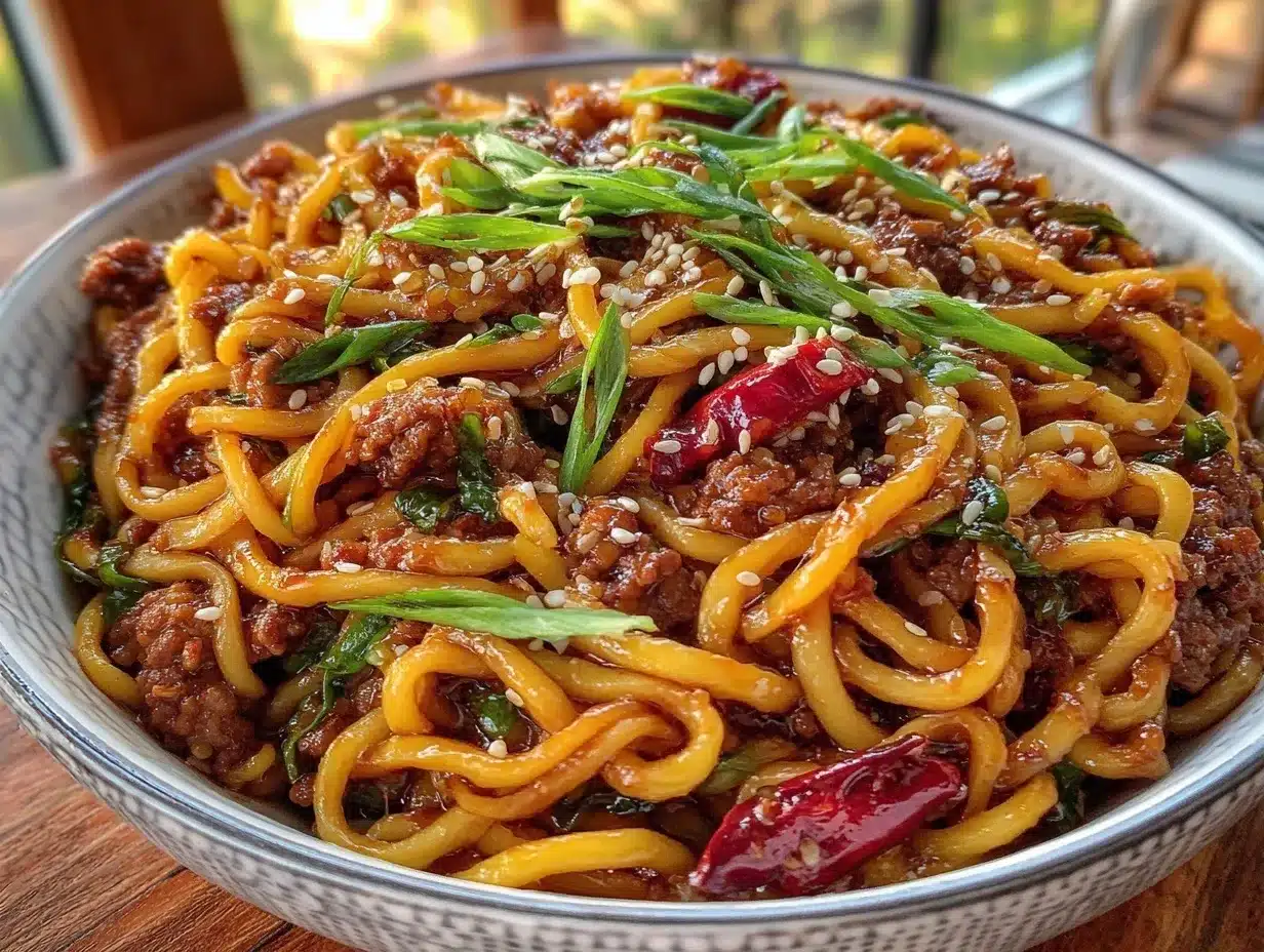 Mongolian Ground Beef Noodles preparation steps