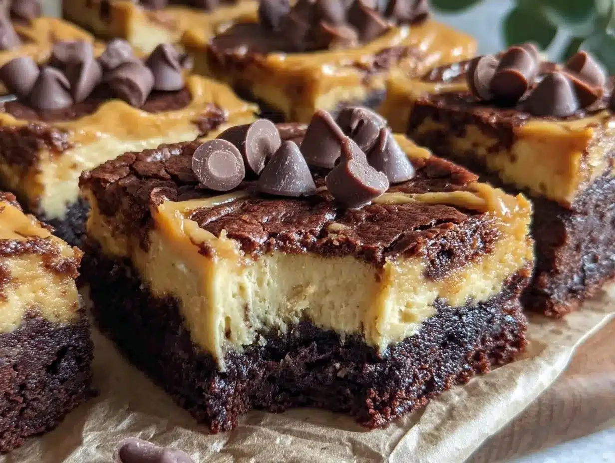 peanut butter cheesecake brownie bars preparation steps