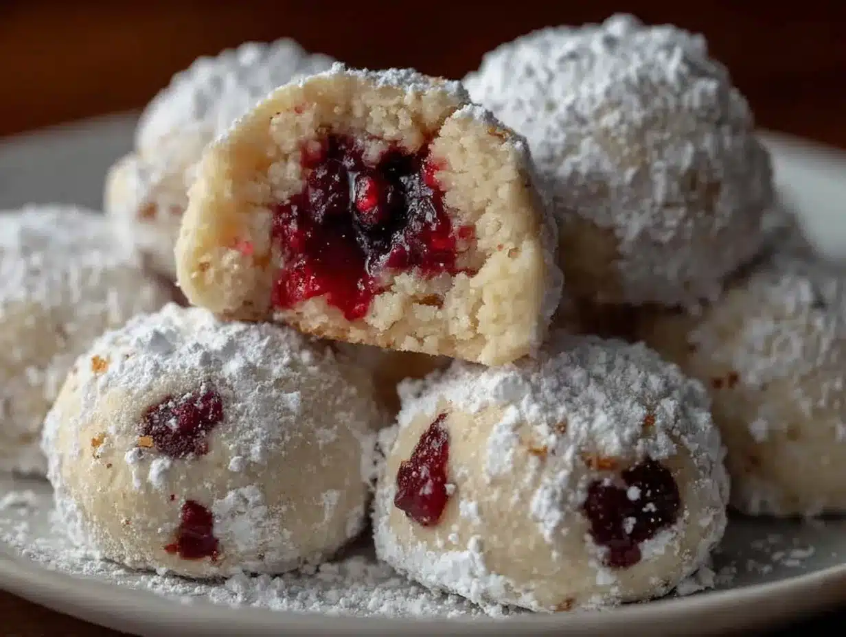 raspberry almond snowball cookies preparation steps