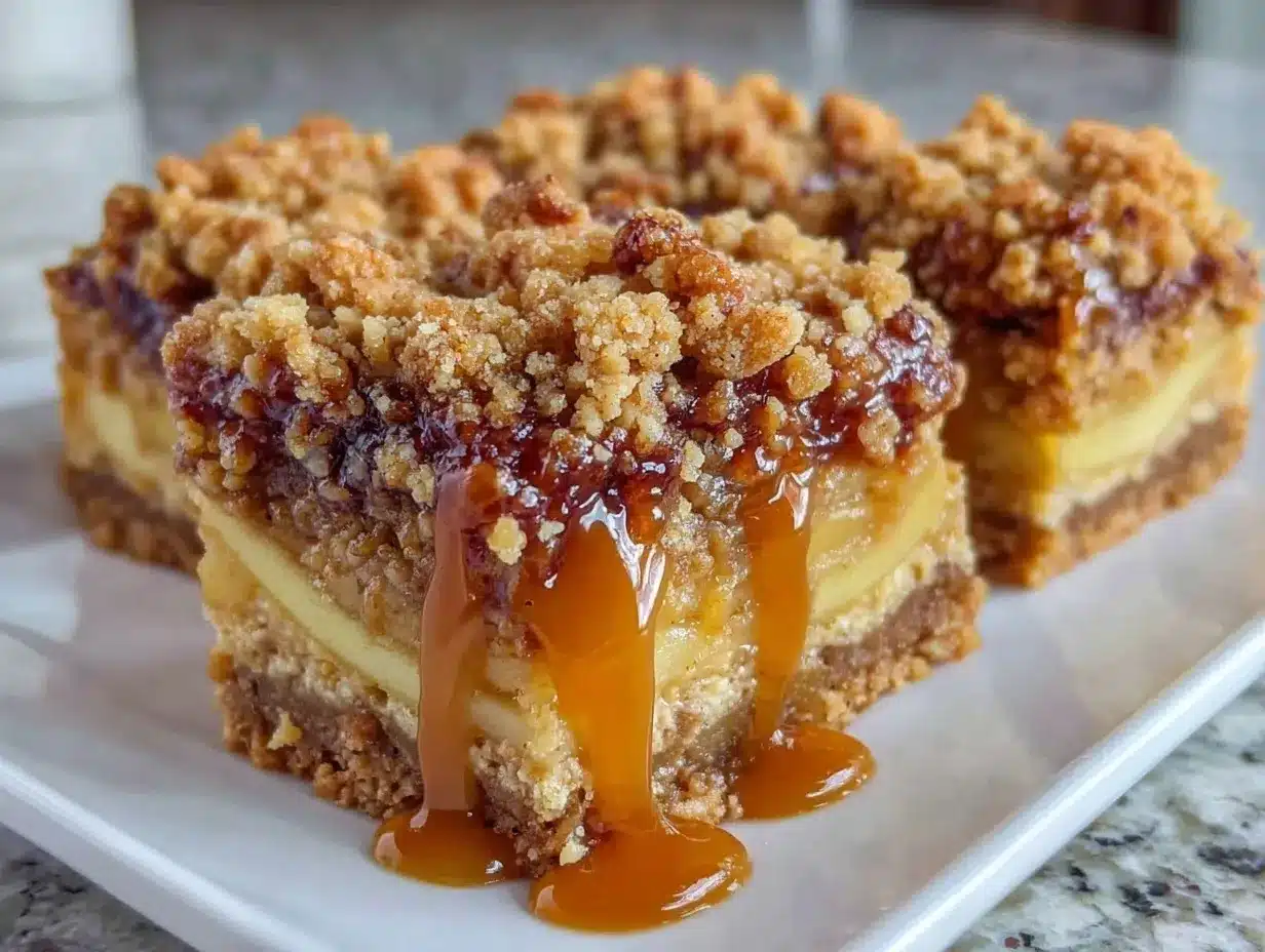 Salted Caramel Apple Crumble Bars preparation steps